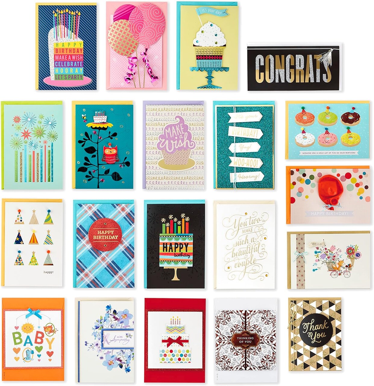 Handmade All Occasion Boxed Greeting Card Assortment, Pink Floral (Pack of 20)—Birthday Cards, Baby Shower Cards, Wedding Cards, Sympathy Cards, Thinking of You Cards, Thank You Cards